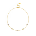 Teardrop Gem Station Necklace – Dainty Gold Chain with Color Accents-1