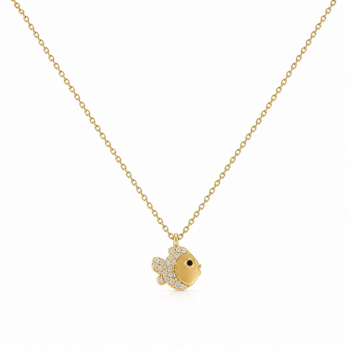Tiny Sparkle Blow Kissing Fish Necklace - Waterproof