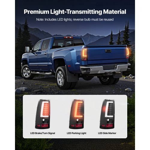 Tail Light Assembly Compatible with 2003-2006 Chevy Silverado 1500 1500 HD 2500 2500 HD 3500, 2007-2007 Chevy Classic, 2PCS Driver & Passenger Side LED Taillight Brake Lamps with Bulbs, Black