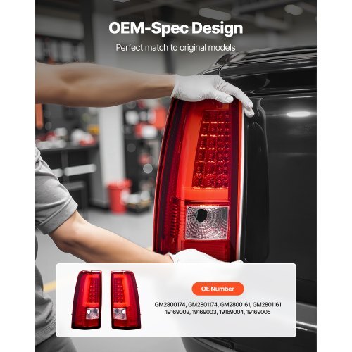 Tail Light Assembly Compatible with 2003-2006 Chevy Silverado 1500 1500 HD 2500 2500 HD 3500, 2007-2007 Chevy Classic, 2PCS Driver & Passenger Side LED Taillight Brake Lamps with Bulbs, Red
