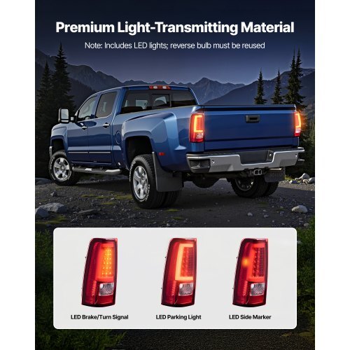 Tail Light Assembly Compatible with 2003-2006 Chevy Silverado 1500 1500 HD 2500 2500 HD 3500, 2007-2007 Chevy Classic, 2PCS Driver & Passenger Side LED Taillight Brake Lamps with Bulbs, Red