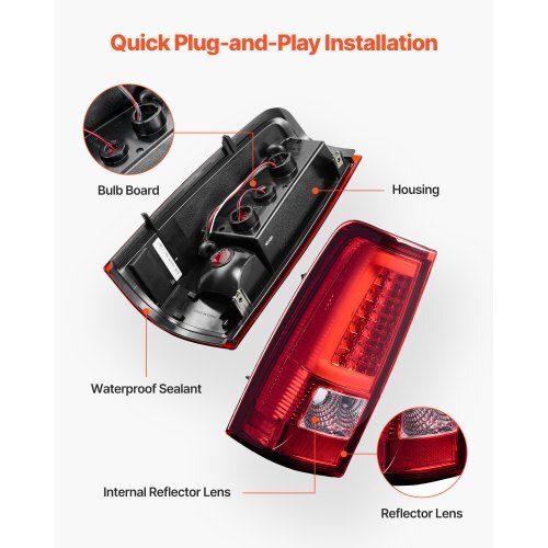 Tail Light Assembly Compatible with 2003-2006 Chevy Silverado 1500 1500 HD 2500 2500 HD 3500, 2007-2007 Chevy Classic, 2PCS Driver & Passenger Side LED Taillight Brake Lamps with Bulbs, Red