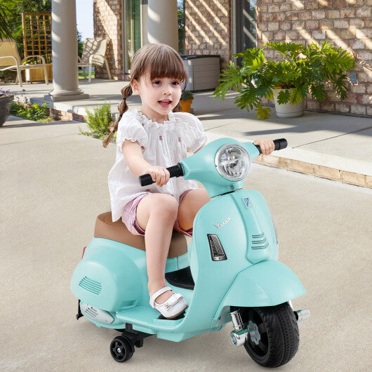 Costway Kids Ride on Motorcycle Licensed Vespa with LED Headlight and Horn Sound - Green