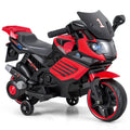 Costway 6V Kids Motorcycle with Headlights Music and Detachable Training Wheels-Red
