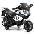 Costway 6V Kids Motorcycle with Headlights Music and Detachable Training Wheels-White - Color: White