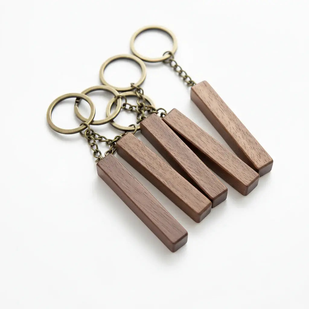 Walnut keychain blanks for laser engraving Blanks with Leather Strap