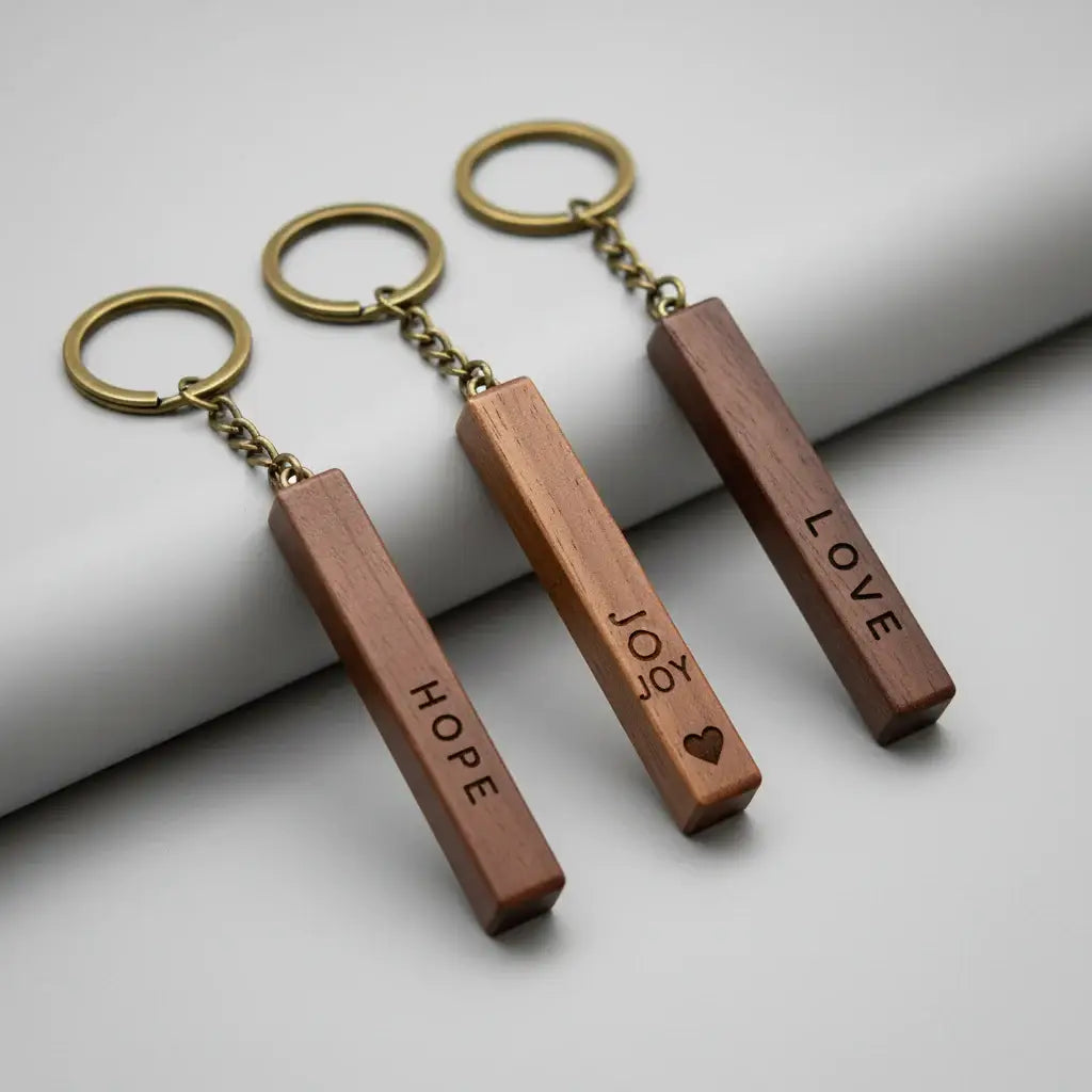 Walnut keychain blanks for laser engraving Blanks with Leather Strap
