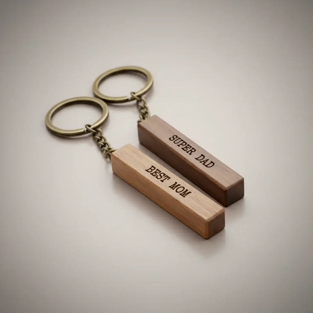 Walnut keychain blanks for laser engraving Blanks with Leather Strap