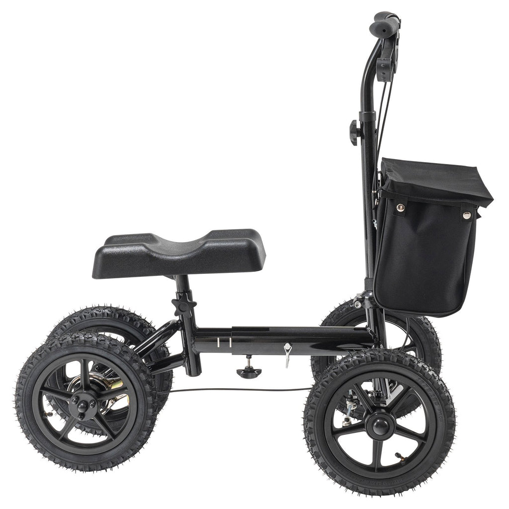Folding Knee Scooter, Aluminum Steerable Knee Walker with Height-Adjustable Handlebar & Knee Pad, 12" All-Terrain Wheels, Dual Brakes, Leg Recovery Scooter for Broken Ankle Foot Injuries, 350LBS