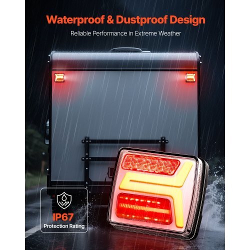 Trailer Lights, 2PCS 12V Square Magnetic LED Trailer Tail Lights Kit with Stop Brake Turn Tail License Lamp, Waterproof Tow Lighting Kit with Wiring Harness for Boat Truck Camper RV Snowmobile