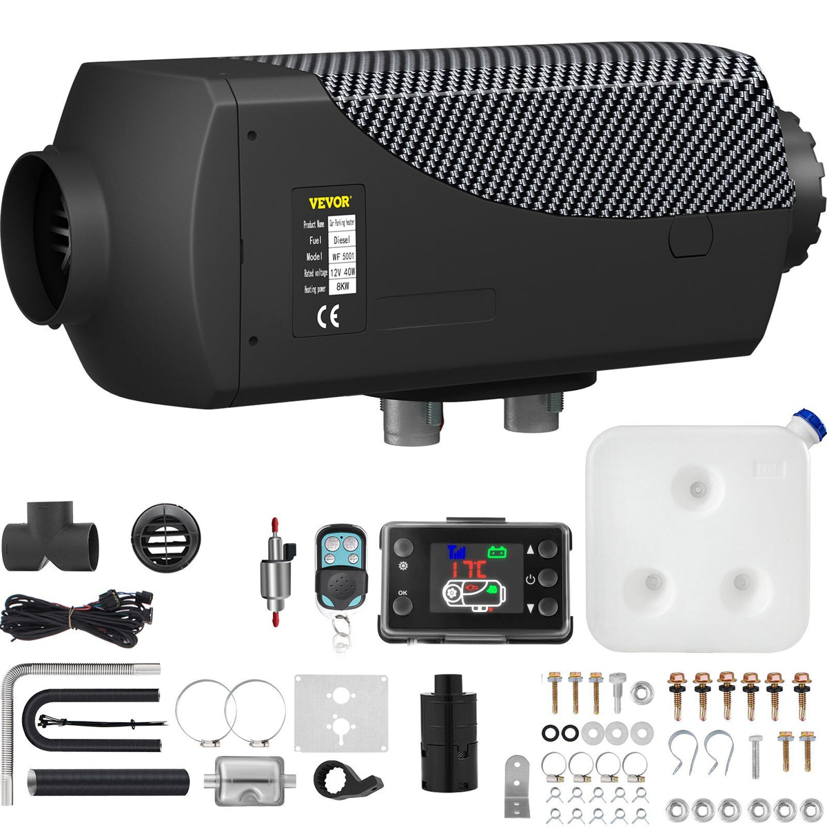 8KW Diesel Air Heater Muffler Diesel Heater 12V Remote Control Diesel Parking Heater with LCD Switch for Car Trucks Motorhome Boat and Bus