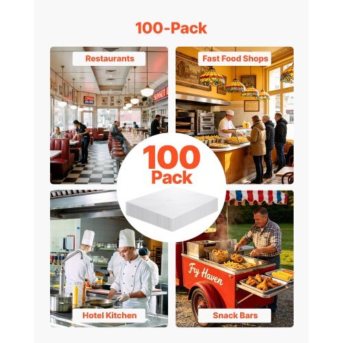 100 Pack Fryer Filter Paper, Replacement Deep Fryer Filter Sheets for 38/55L Commercial Mobile Fryer Filter Machine, Extend Oil Life for Improved Taste, for Restaurant Burger Shop, 15x13 inch