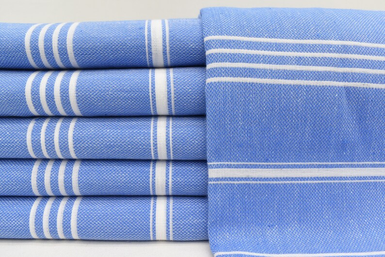 Blue Monaco Turkish Towel – Lightweight Quick Dry Beach & Bath Towel, Luxury Turkish Cotton Spa Towel, Travel & Pool Towel