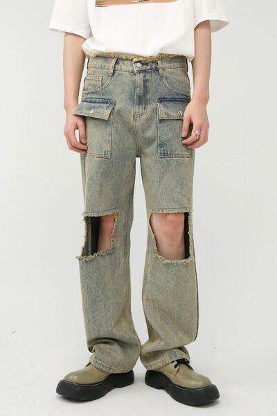 Raw Hem Distressed Jeans for Trendy Stylish Outfits