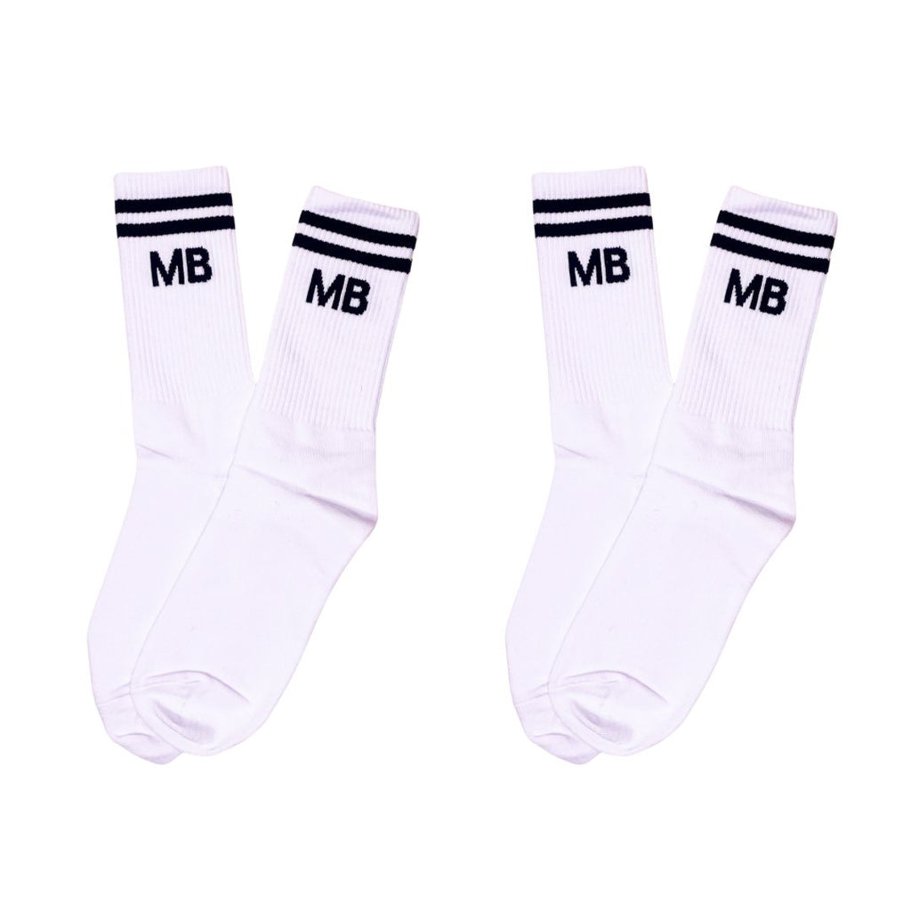 Classic White/Black Athleisure Unisex Crew Socks Bundle | 2 Pack