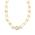 Paper Clip Bead Link Chain Necklace (F284)