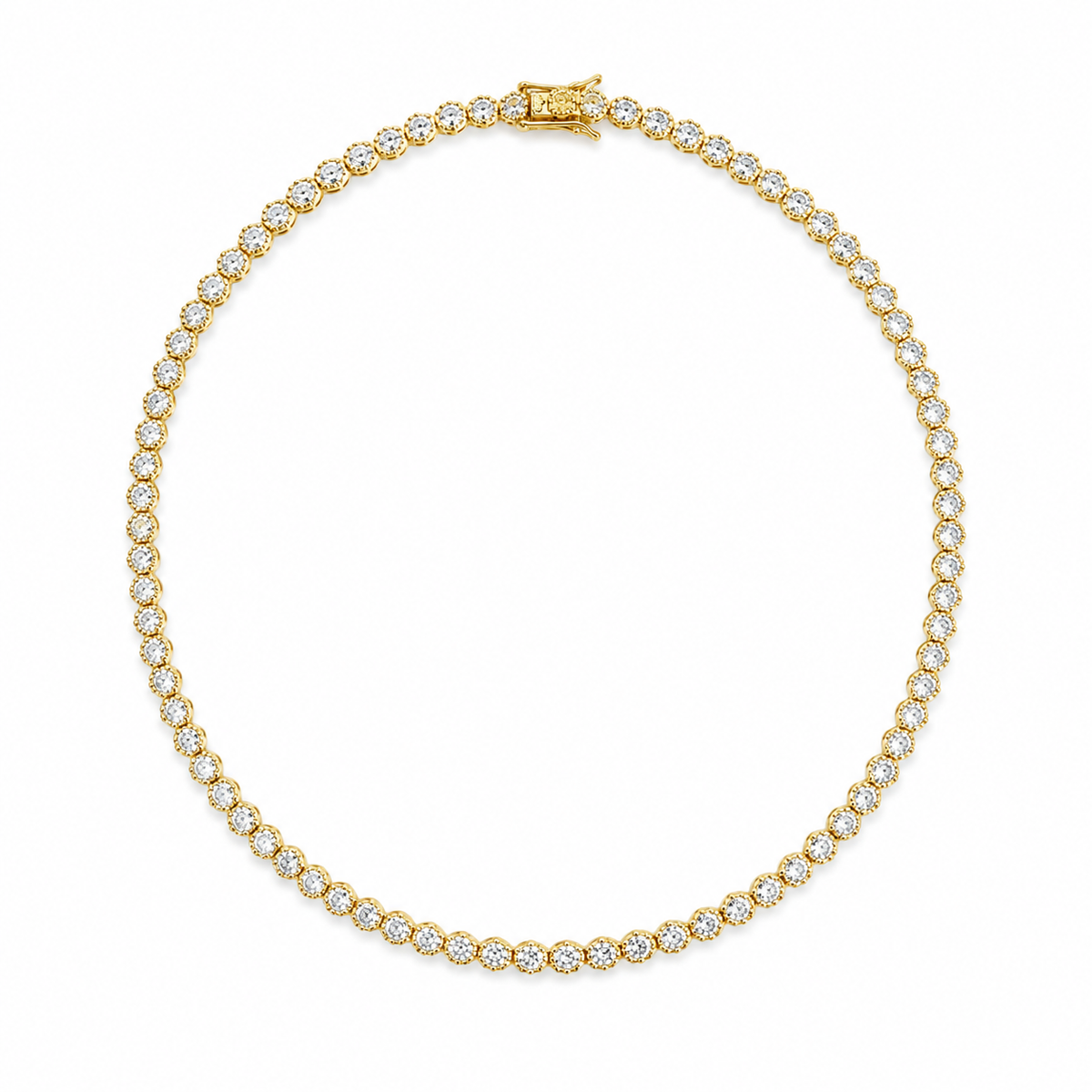 Choker Necklace With Round Clear CZ Cubic Zirconia Stones (F239)