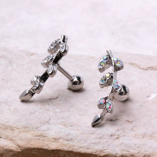 316L Surgical Steel Multi CZ Leaf Cartilage Earring