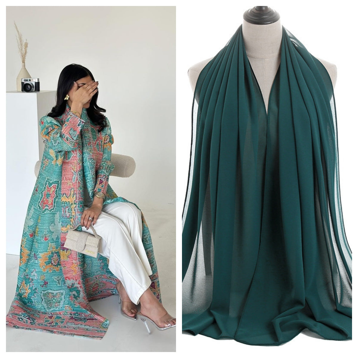 Color: DQ012 set, Size: 60 inches 152cm - Dubai Abaya Women's Clothing Issey Miyake Pleats Women's Elegant Attire