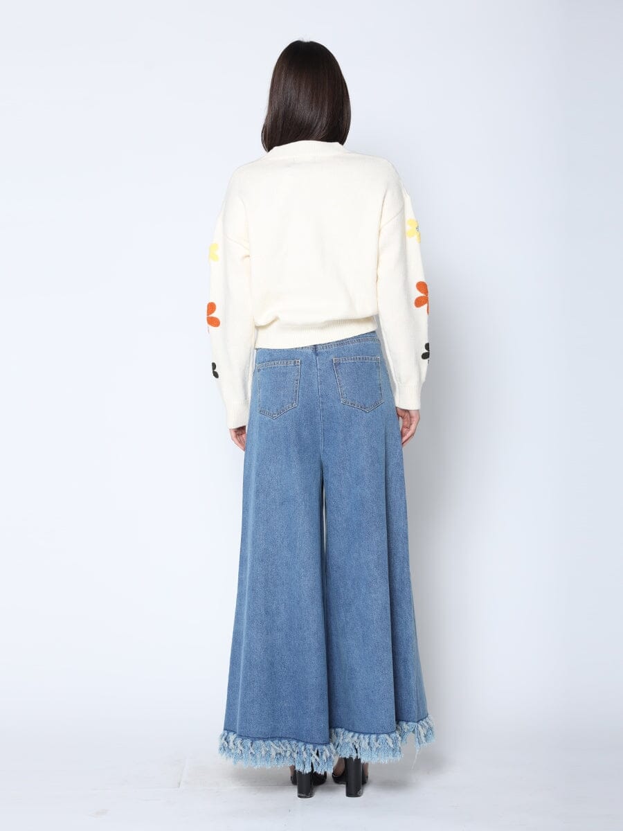 Flower Embroidered Cardigan Sweater