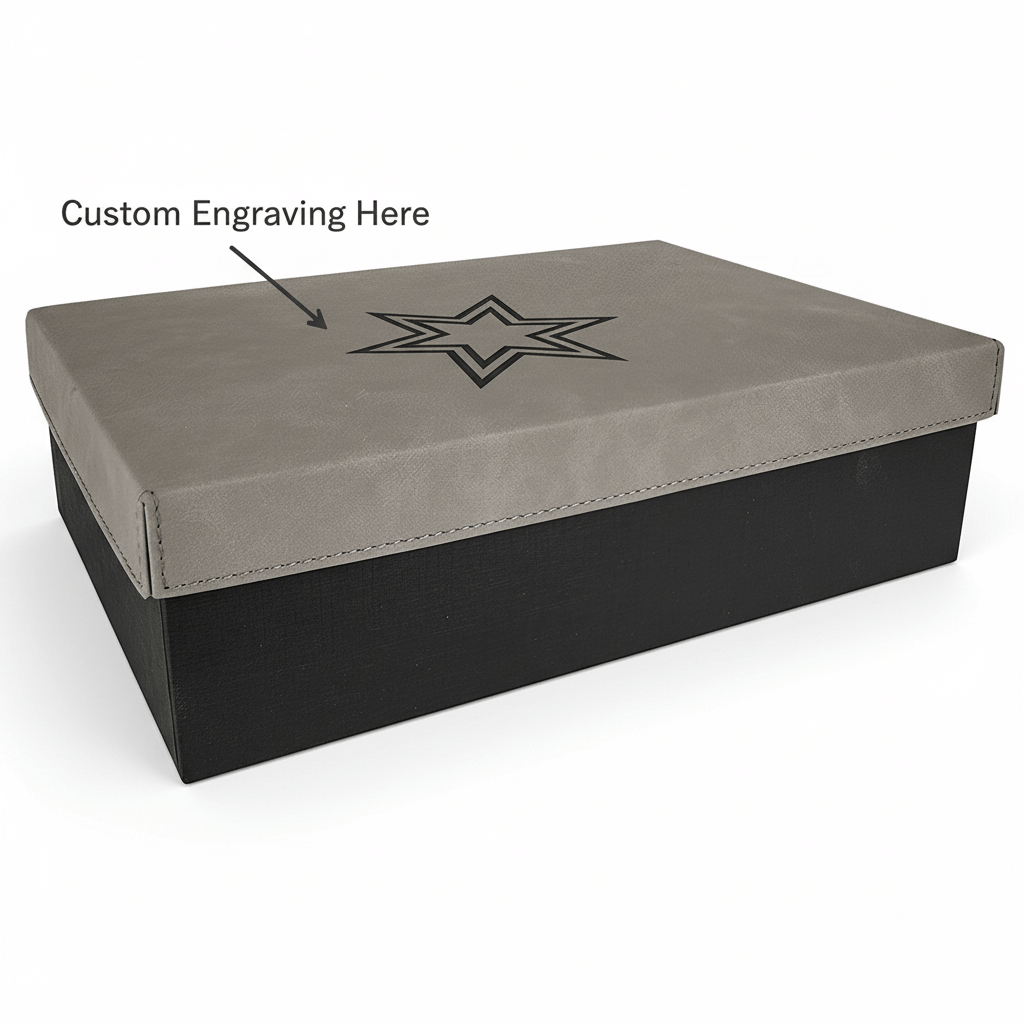 laserable leatherette gift box Lid Elevate your gift presentation