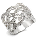 LOA553 - Rhodium 925 Sterling Silver Ring with AAA Grade CZ  in Clear-0