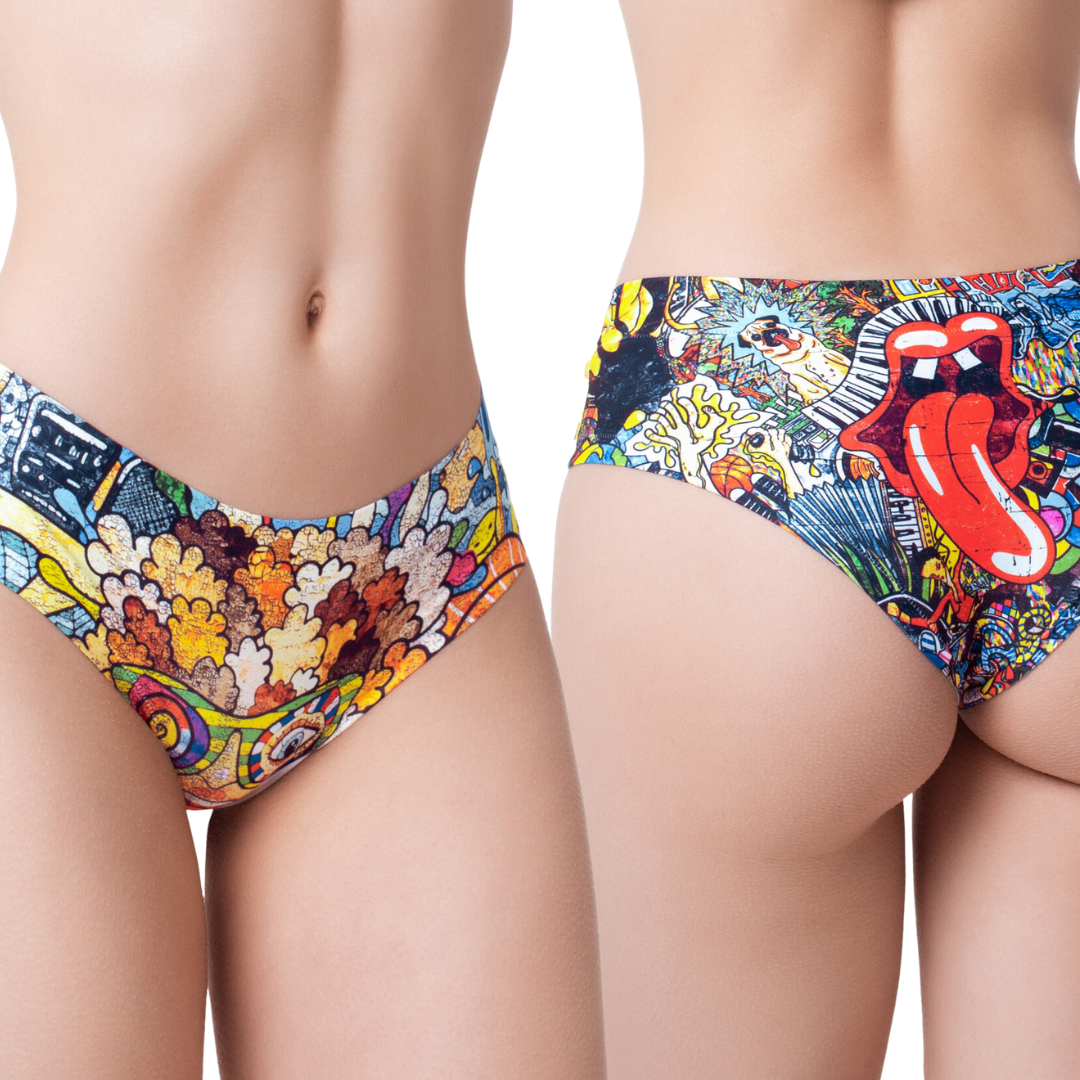 Memème Women’s Ultra-Comfortable PSYCHOTROPICAL - Trash - Panties | Breathable Cotton Crotch, Stretchy Fit