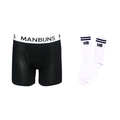 Men's Classic Black Boxer Brief Underwear with Pouch and Athleisure Crew Sock Set