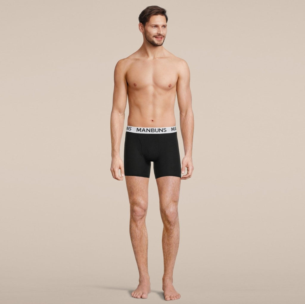 Men's Classic Black Boxer Brief Underwear with Pouch