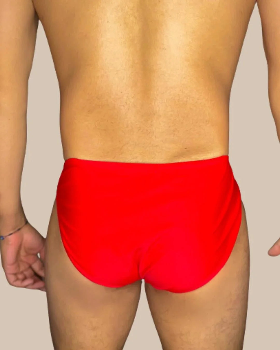 Men's Solid Red Swim Brief and Unisex Pride Sunglasses Set