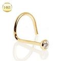 14kt Yellow Gold Nose Screw Press Fit CZ