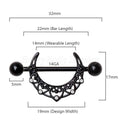 Black PVD Plated Crescent Moon Nipple Shield