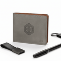 Personalized leather bifold wallet with Personalized Engraving