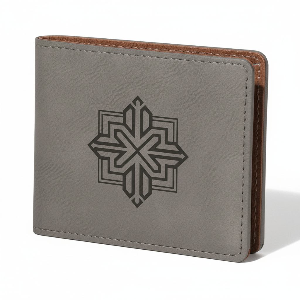Personalized leather bifold wallet with Personalized Engraving