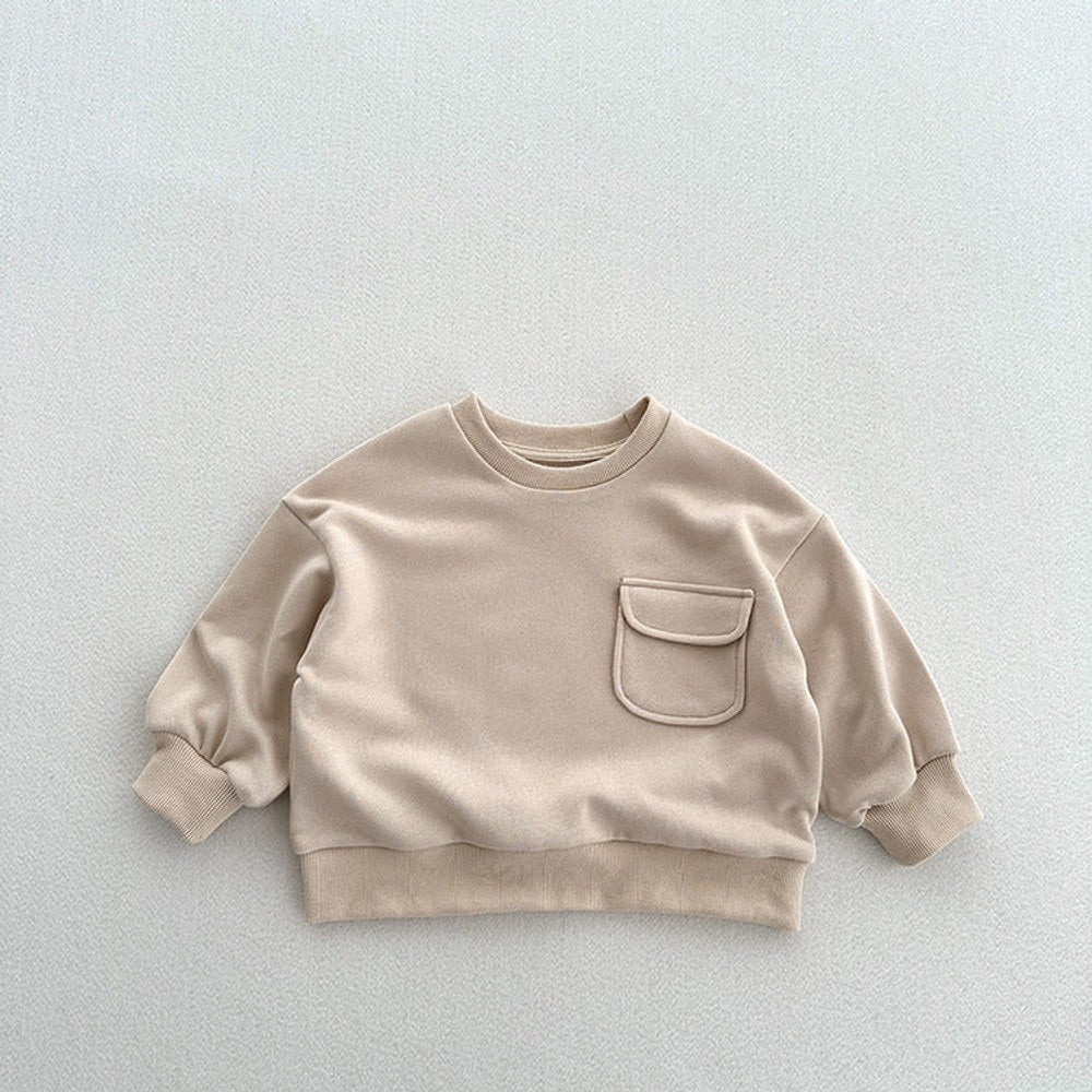MyKids-USA® Kids Unisex Soft Comfortable Long Sleeves Solid Color Top Casual Pullover