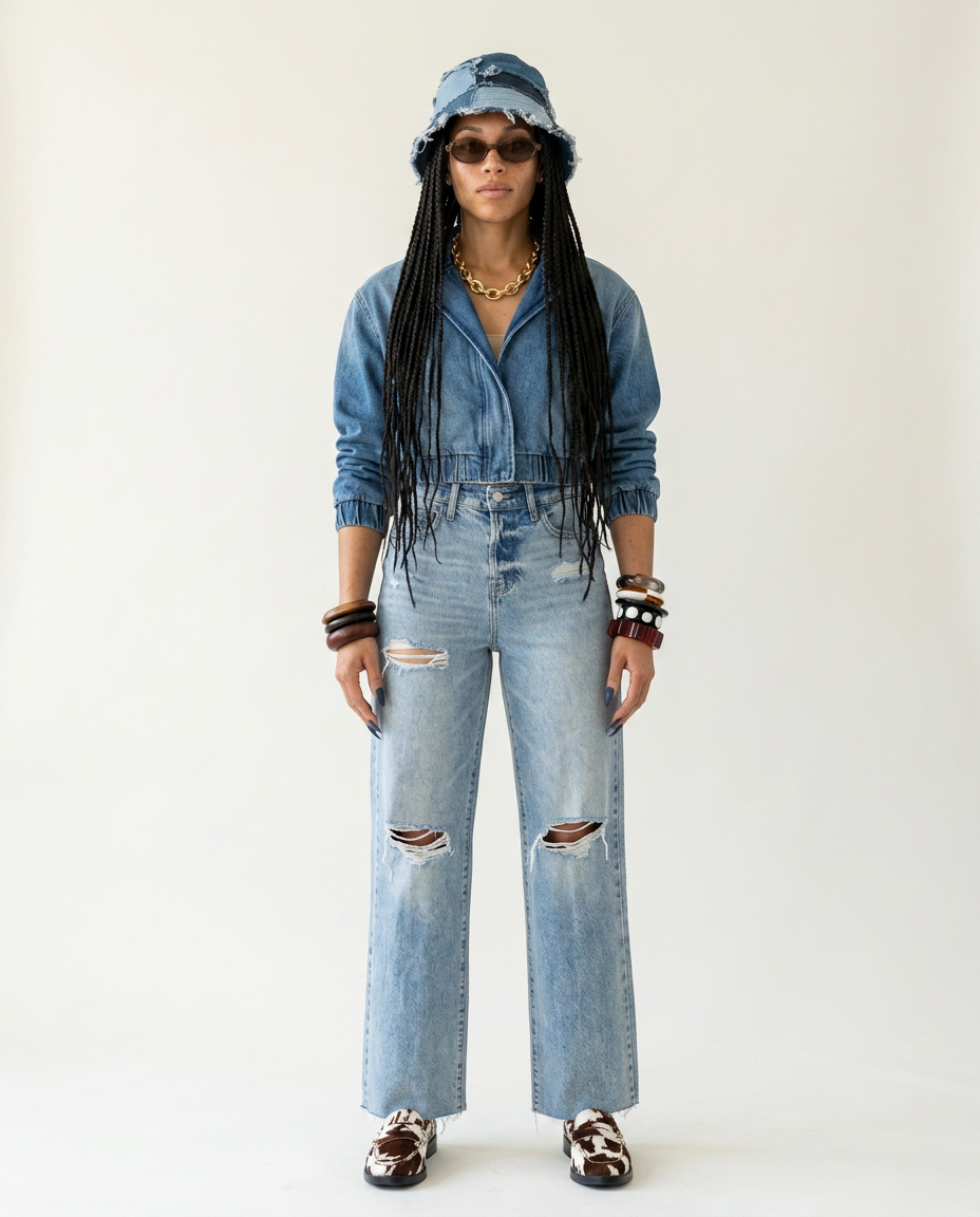 Daring Distressed Straight Leg Jeans